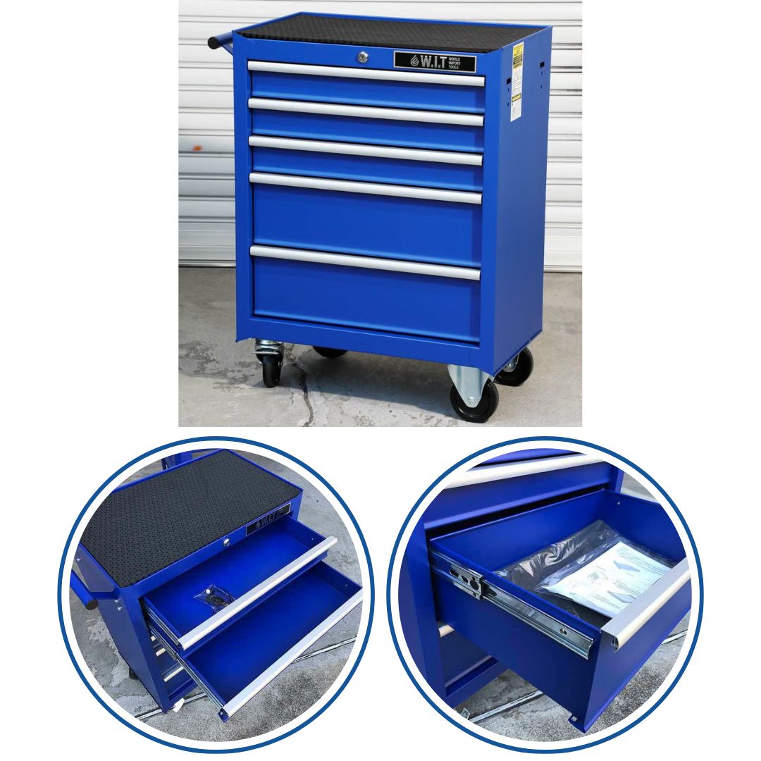 WIT 5段ドロワーキャビネット ブルー【24％OFF】