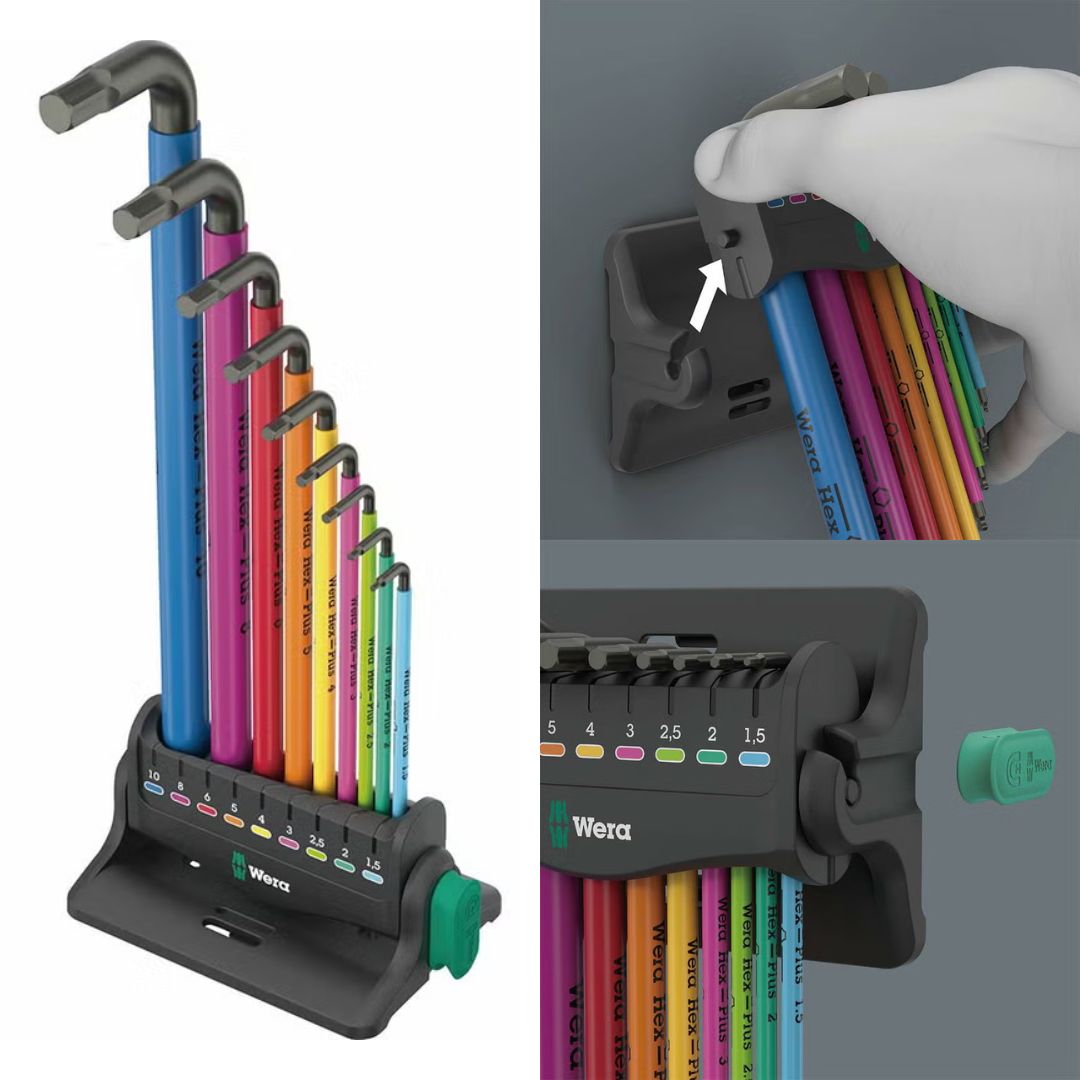 ①WERA キーレンチスタンド付 950/9 Hex-Plusマルチカラー3Lキーセット
